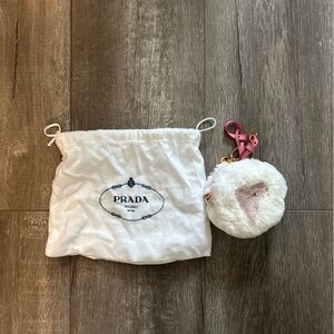 Prada heart shearling bag charm